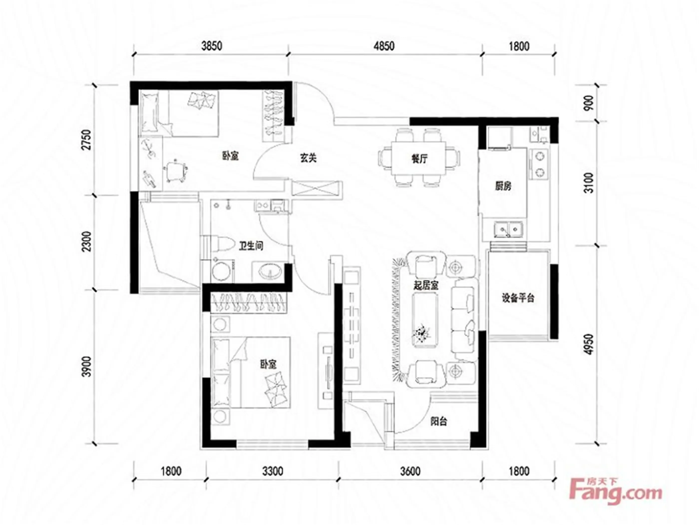 2万-联发第五街装修案例-天津房天下家居装修网