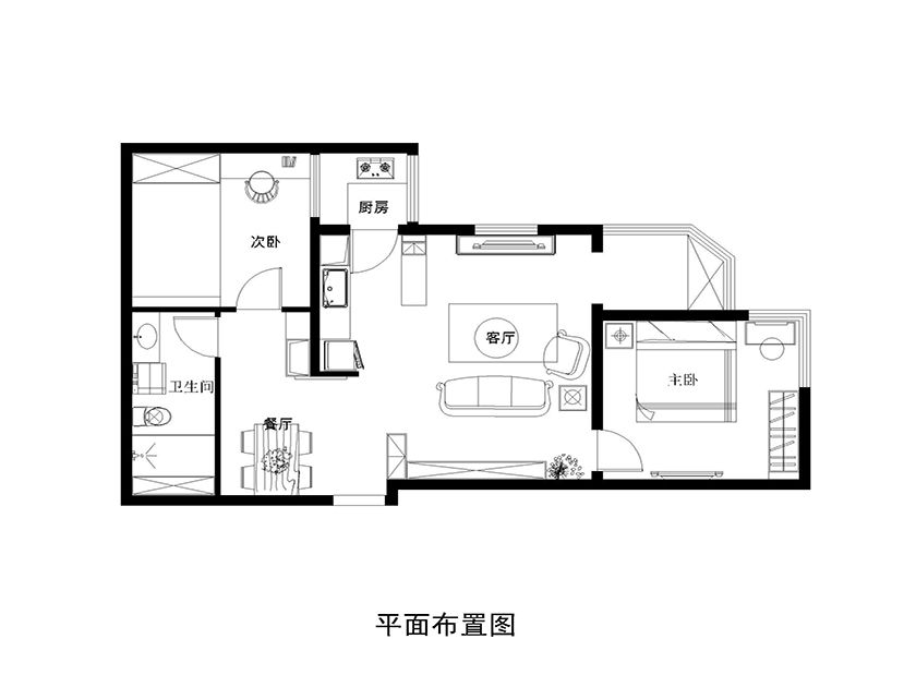 怡海花园 83平米地中海风格装修效果图