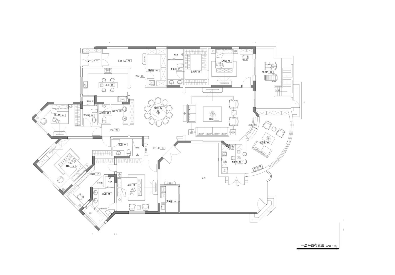 简欧风格别墅带地下室设计方案效果图