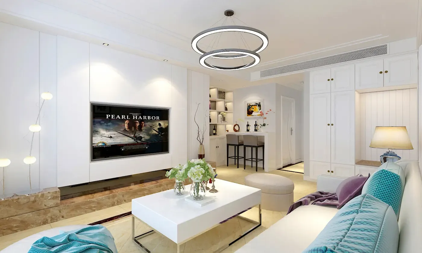 现代简约二居室90平米3万_德润天玺装修案例-济南房天下家居装修网