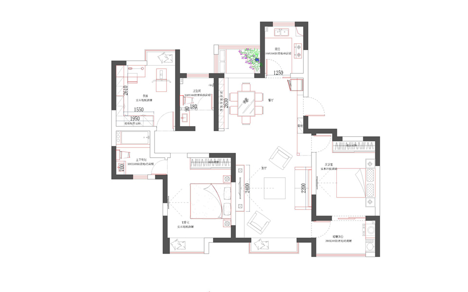 龙湖龙誉城-三居室-140.00平米-装修设计
