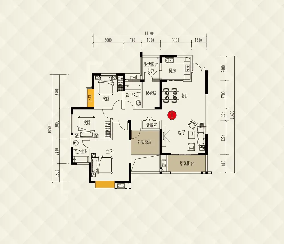 现代简约——140.55平米三居室