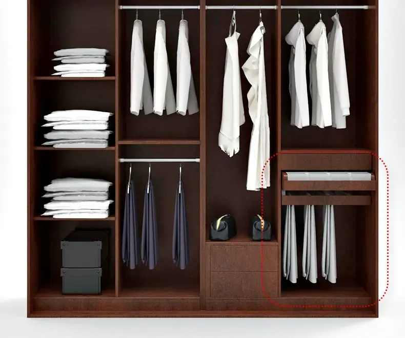 兔宝宝五金伸缩裤架衣柜裤架衣帽间推拉阻尼裤挂顶装西裤架篮裤抽