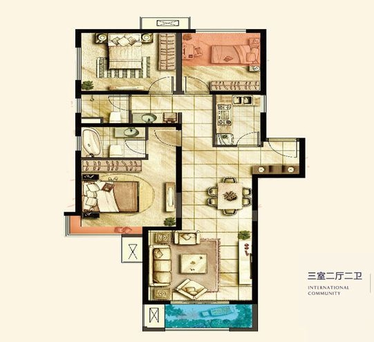 高科麓湾-三居室-新中式风格
