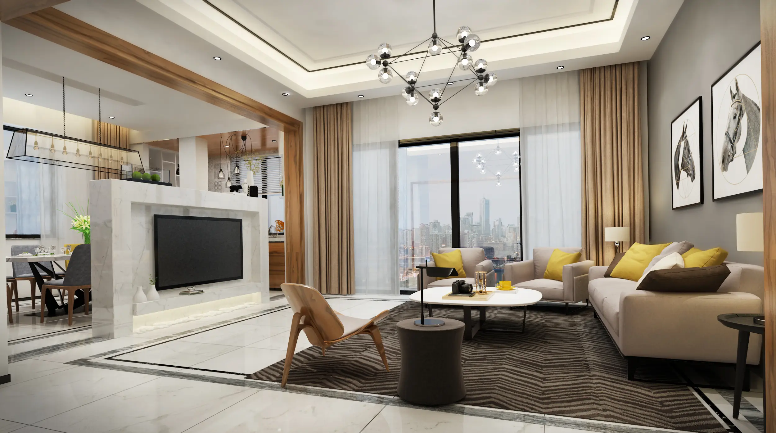 现代简约四居室280平米30万-沙涌新村装修案例-广州房天下家居装修网