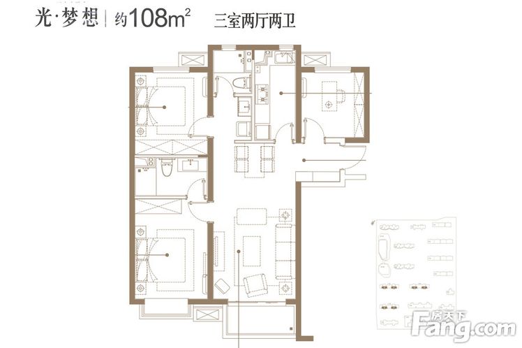 西安万科·城市之光小区—美式风格装修效果图