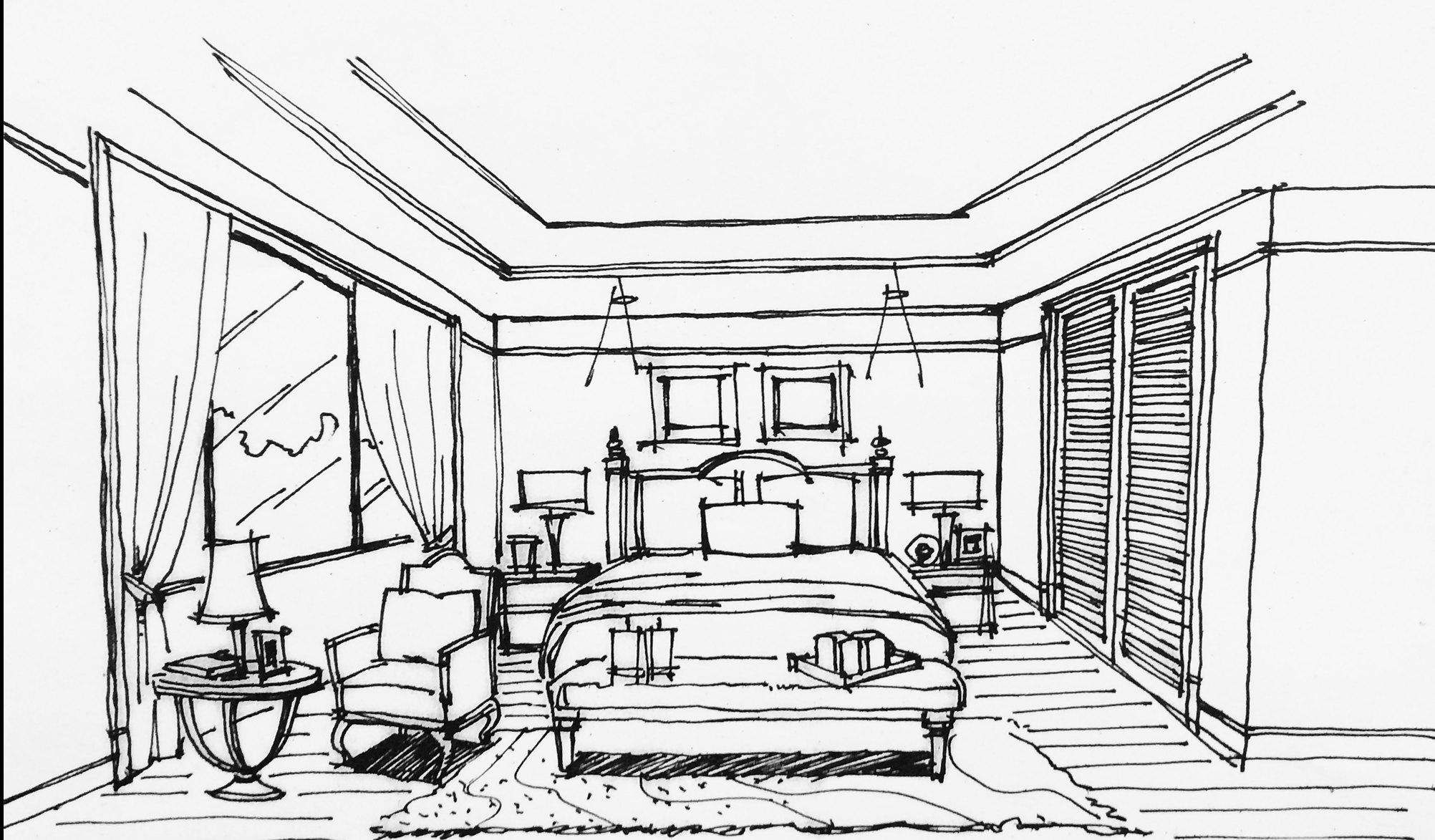 卧室设计图纸手绘图片