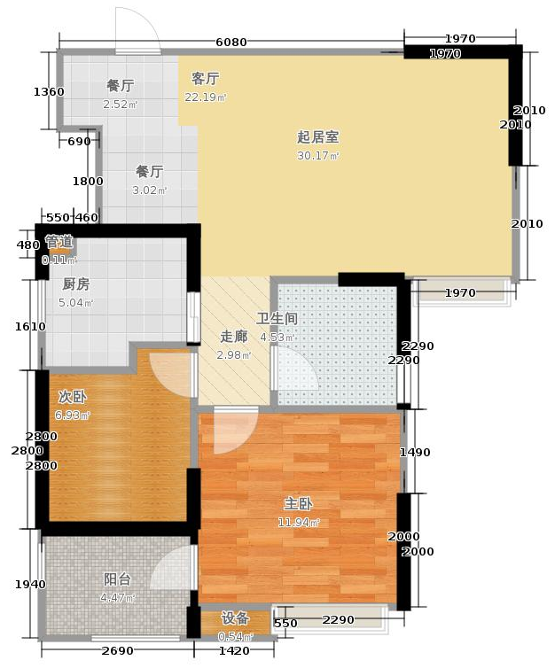 国际百纳70平两居室中式装修风格