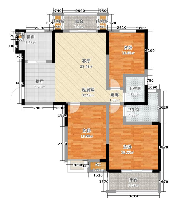 国际百纳112平三居室现代简约风格