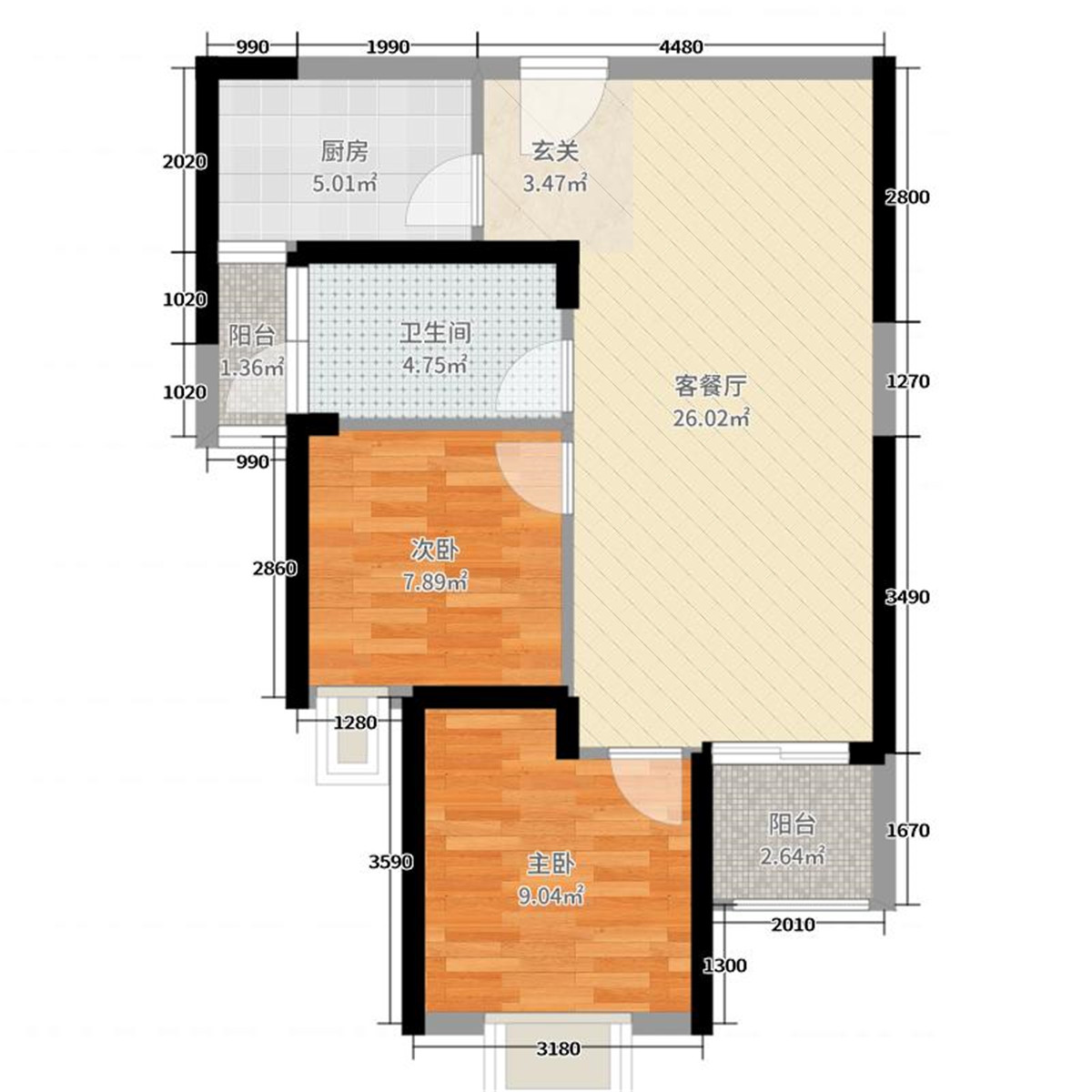 远洋心汉口二期78平二居室现代简约中式风格