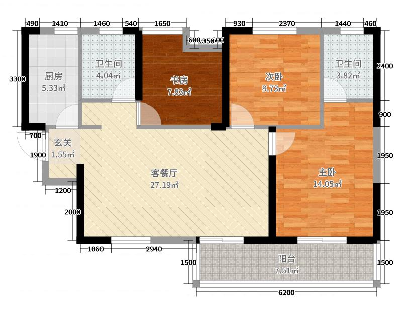 青城荟118平三居室中式风格