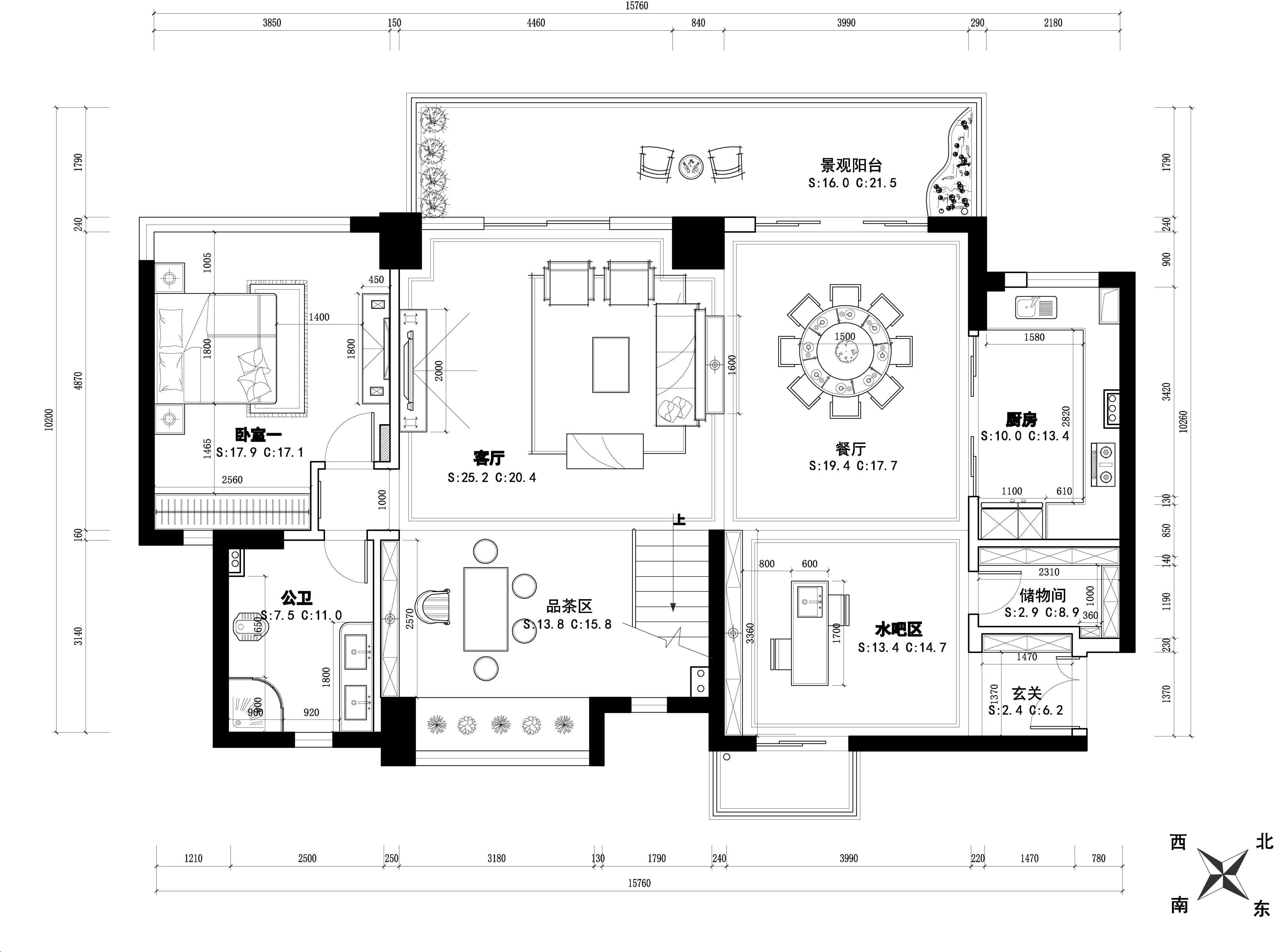 滨江豪园150平米四室两厅三卫 极简风格