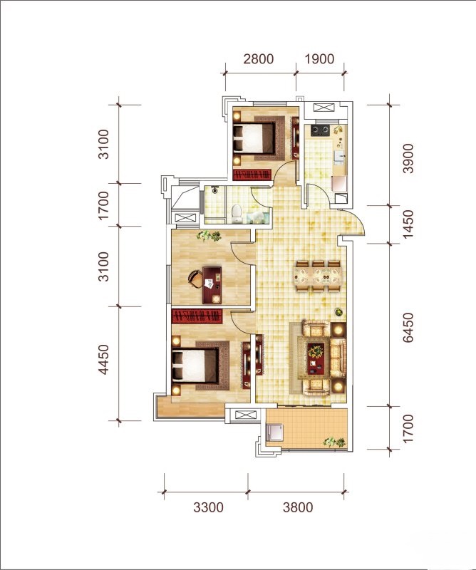 城建琥珀瑞安家园-美式-102.5平