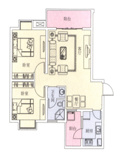 元益花园-两室一厅59平米-港式风格