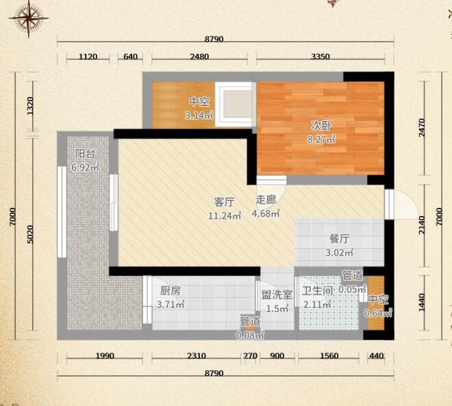 鹭岛国际-一室两厅55平米-现代简约