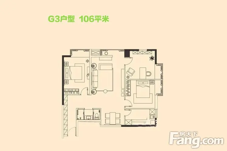 金成时代广场106平简约三居设计效果图