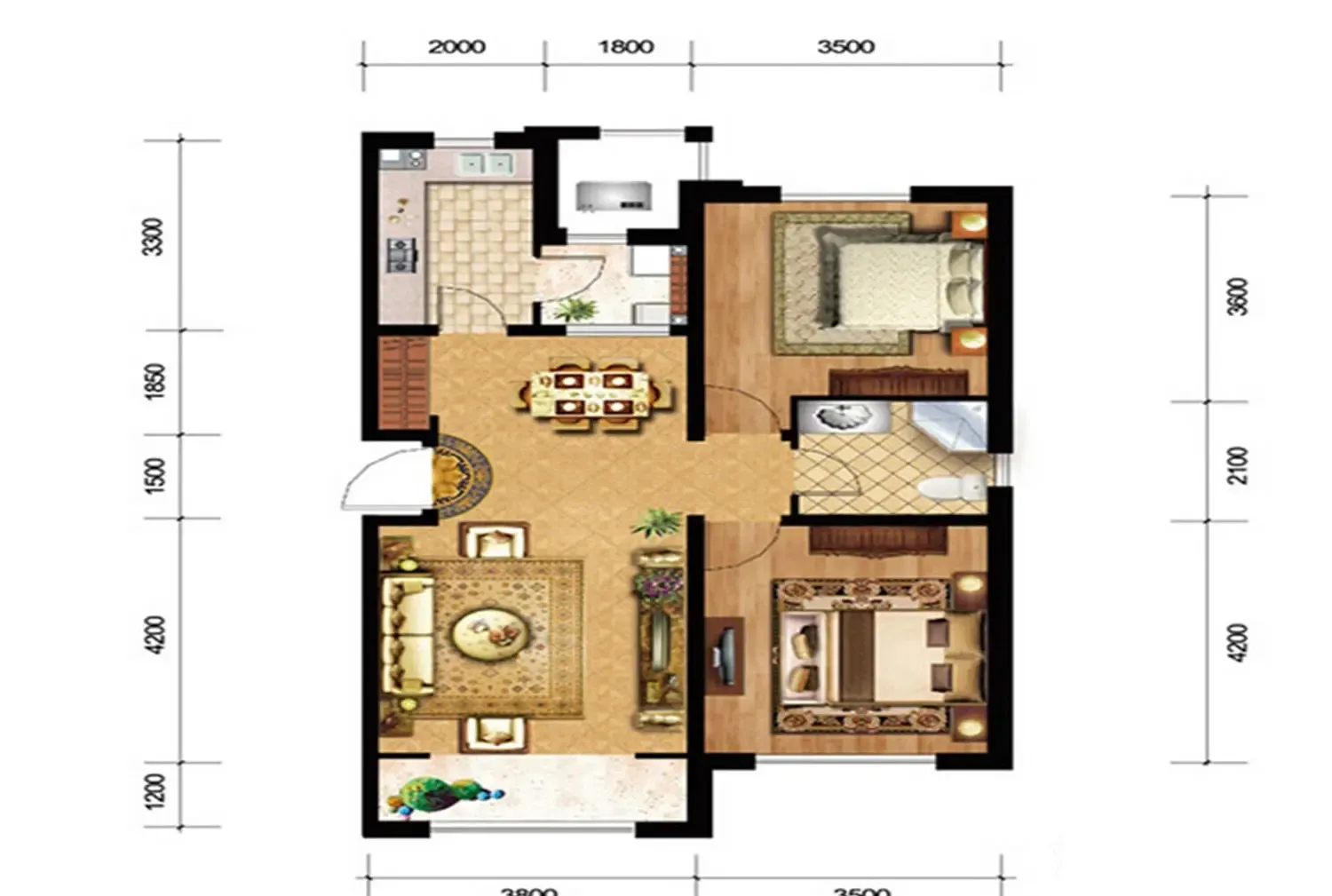 华夏经典98平方案设计