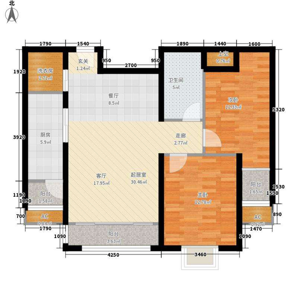 现代◆2室2厅◆68㎡◆半包6.4万