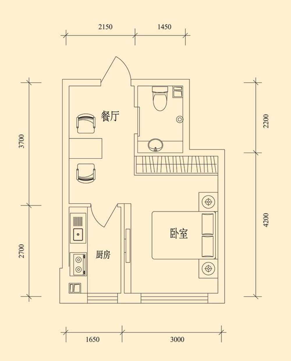 新中式◆1室1厅◆45㎡◆半包4.2万