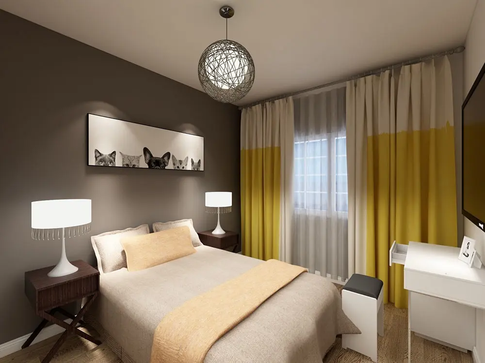 以简洁的乳胶漆与大量装饰搭配来使房间温馨而不失1000_750