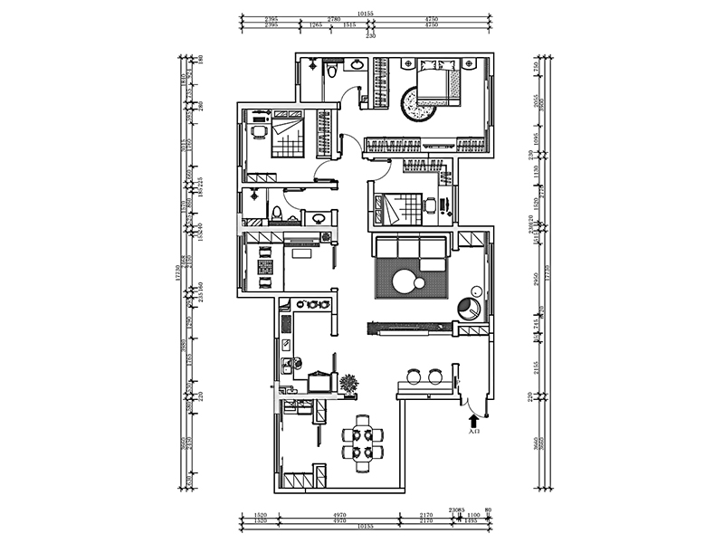 180㎡四居室现代简约风格