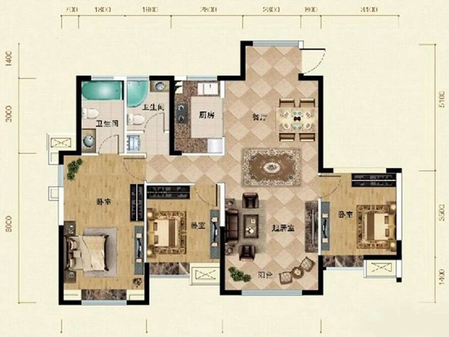 2万-星河荣御装修案例-天津房天下家居装修网