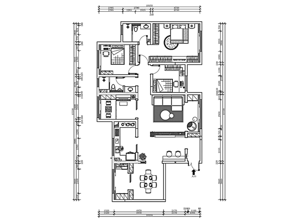 180㎡四居室现代简约风格