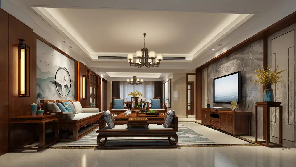 深圳龙华锦绣御园180平米现代中式风格装修案