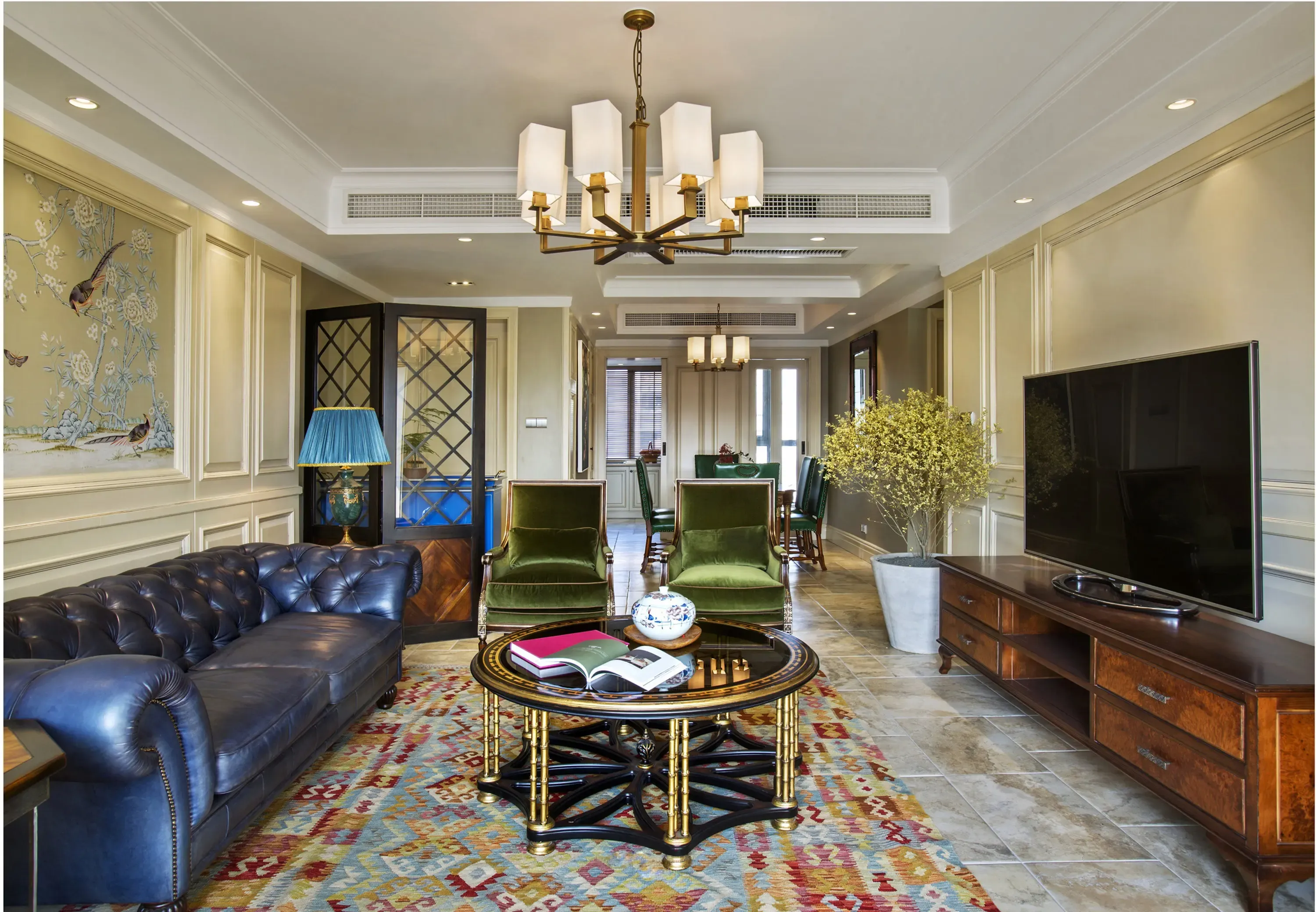 欧美风情四居室215平米10万-五矿晏山居装修案例-南京房天下家居装修