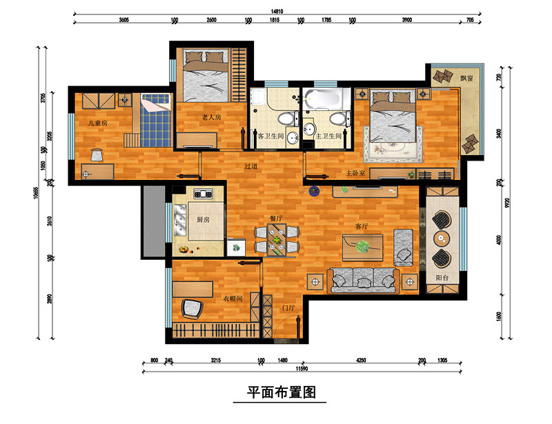 新华联慧谷 140平米三居室现代风格案例展示