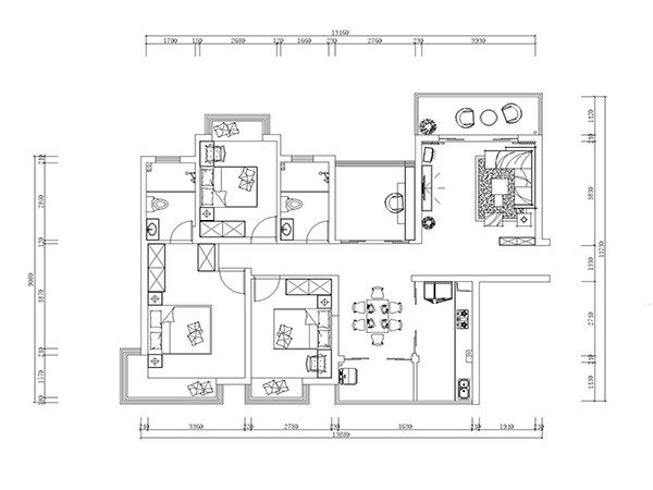 大观天下-118平米-四居室-半包装修-现代