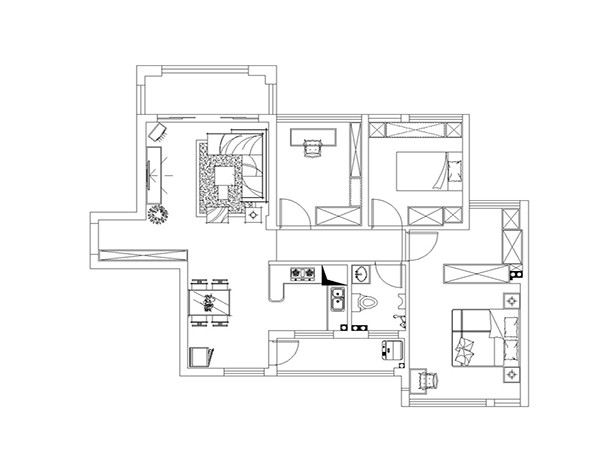 昌泰鑫金绿洲-99平米-三居室-现代简约风格