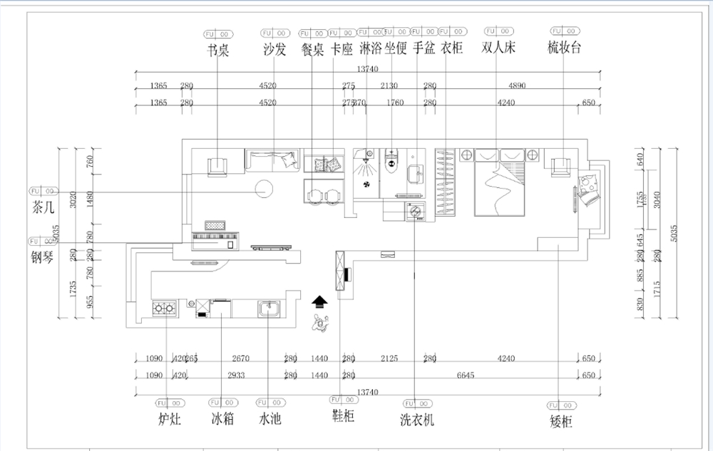 力天装饰-梦溪园-58㎡-美式风格