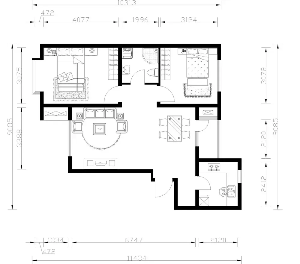 主卧室带有飘窗,可用来放置一些休闲物品.