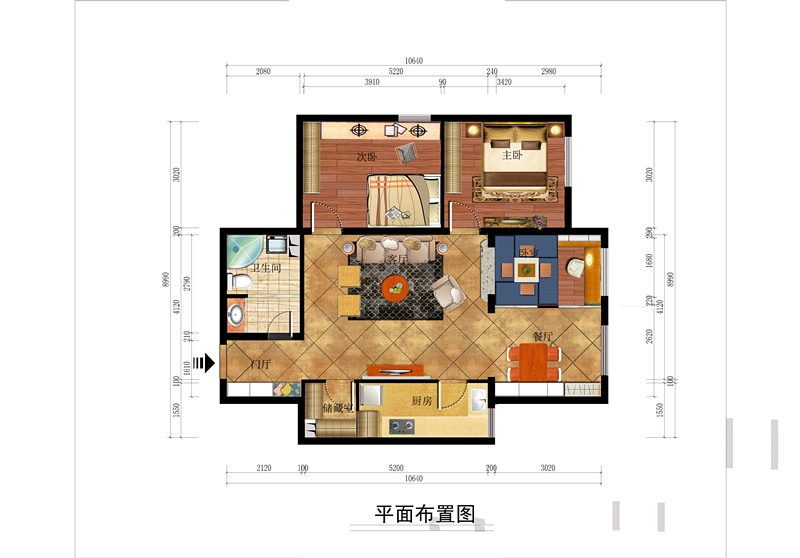 保利西山林语3居室美式风格案例