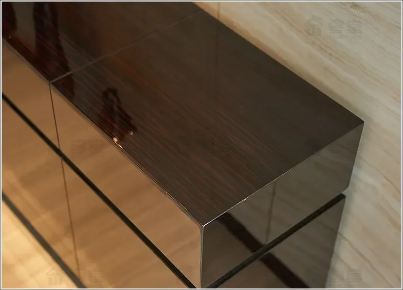 简约现代不锈钢电视柜黑色亮光漆电视机柜地柜样板房家具定制