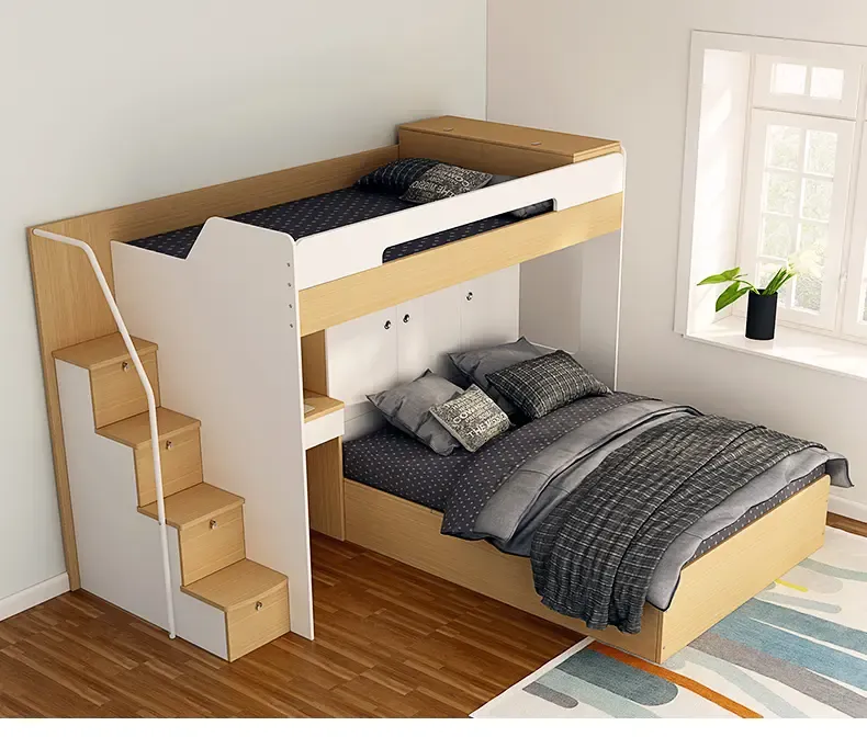 达维德塌塌米多功能二层床成人儿童上下双层子母床柜书桌床一体