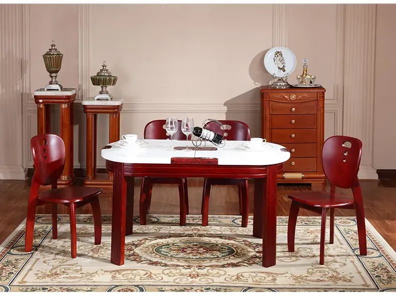 太子家居 简约小户型家用一桌四椅 六椅组合餐厅饭桌成套家具f-29