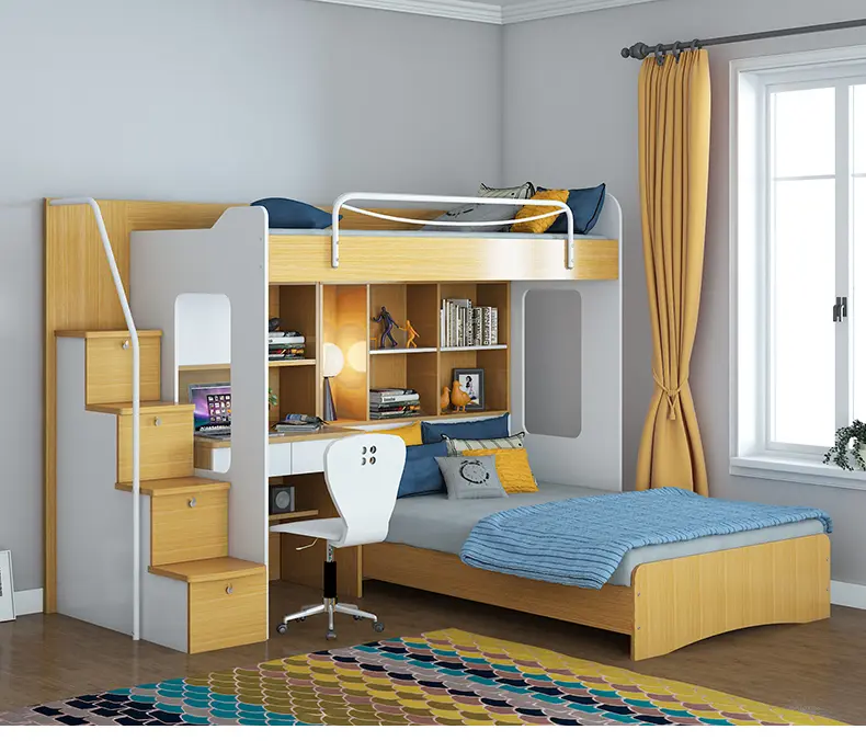 达维德多功能高低床书桌式两层一体子母床儿童上下床双层床组合床
