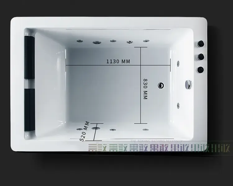 果敢卫浴双人瀑布冲浪按摩亚克力浴缸恒温加热1.87米宽1.27米528
