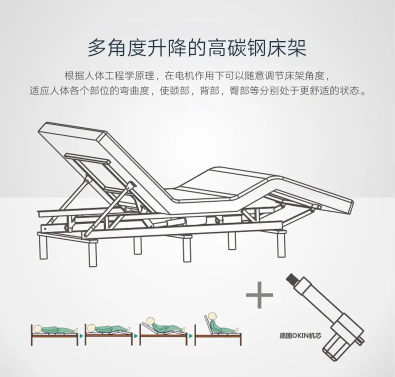 索思乐电动床遥控智能床垫升降调节床加厚乳胶床垫s6格调款