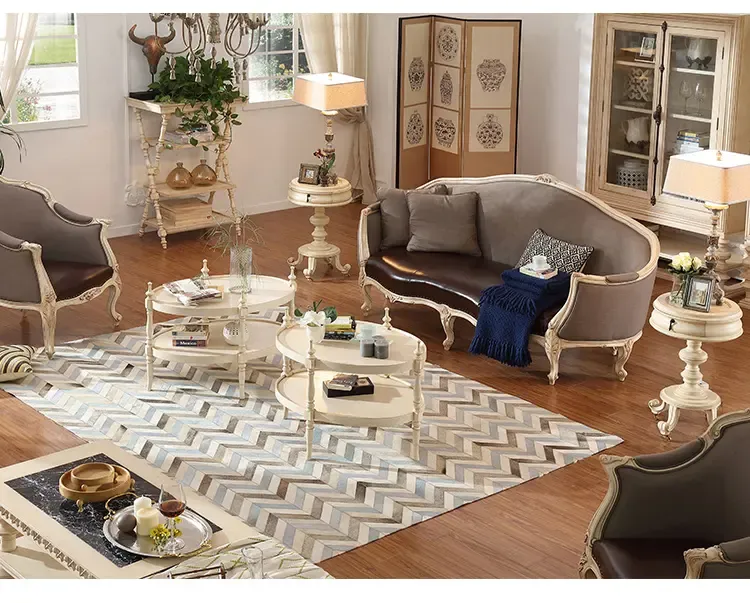 荣麟梧桐欧式双层茶几小户型客厅小圆桌边几圆形白色简约角几j251