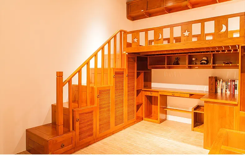 东家家具全屋定制实木多功能上下床儿童高低梯柜床双层床 书桌床