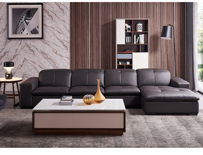 斯帝罗兰 真皮沙发 现代简约头层牛皮转角沙发组合 客厅沙发整装