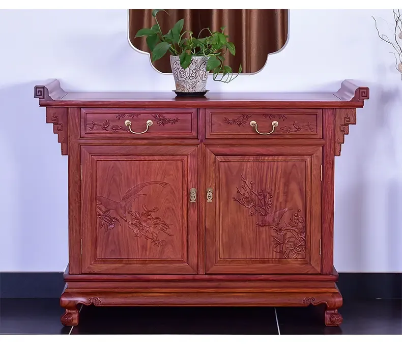 红木家具缅花大果紫檀玄关柜橱柜 仿古中式门厅装饰柜储物柜