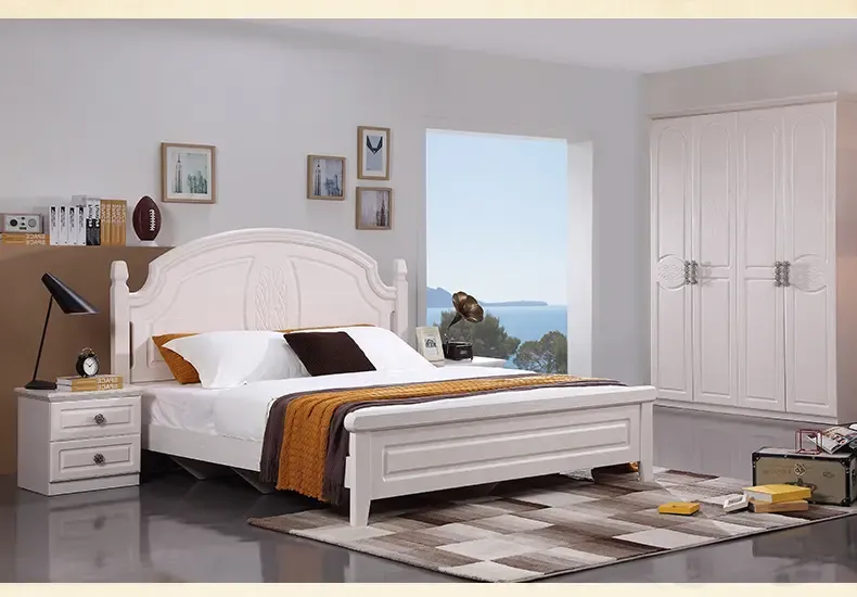 全友家私美式乡村风格环保板材水洗漆工艺板式床组合122002