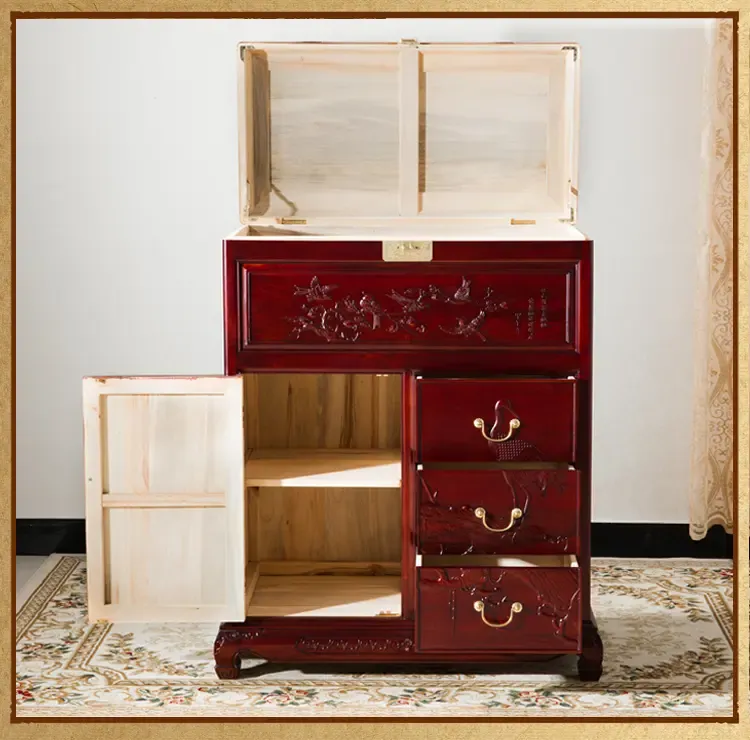 中式红木箱柜卧室实木简易置物柜收纳柜客厅香樟木柜子储物柜带门价格