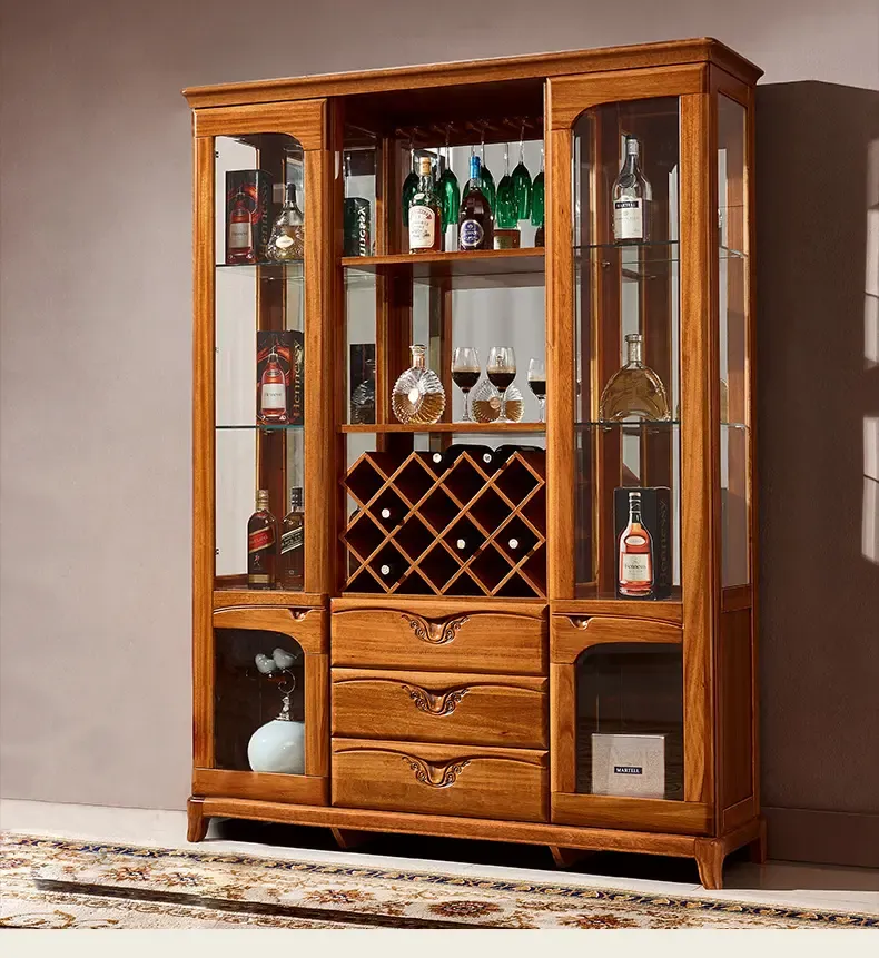 东域春意现代中式实木酒柜金丝檀木酒柜餐厅中式酒柜餐厅实木家具