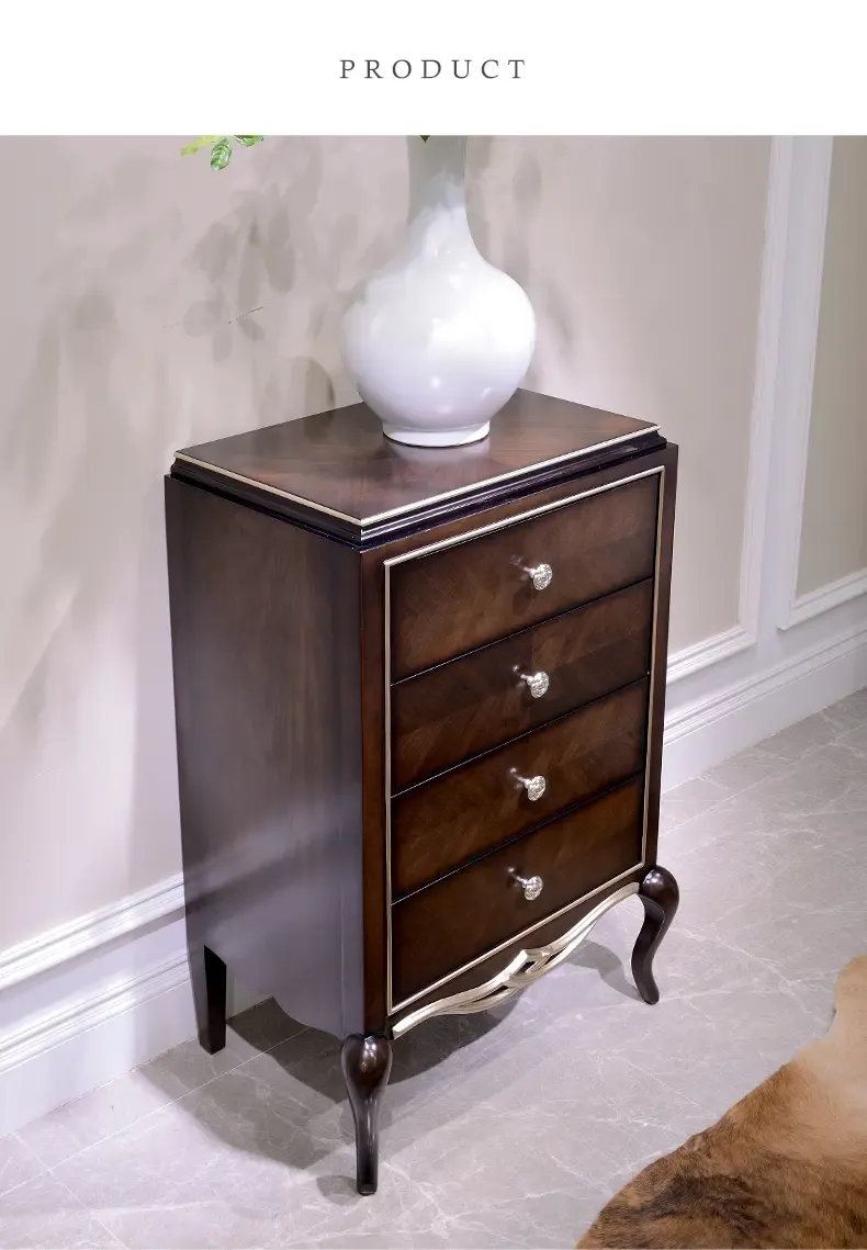 维娜斯佳欧式实木斗柜新古典深色描金斗橱储物柜子定制家具9901
