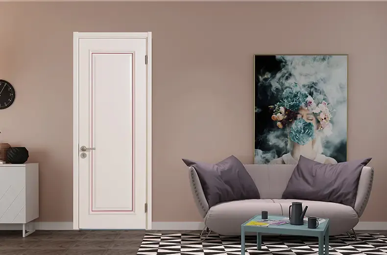 tata木门 简约卧室门室内门 实木复合油漆定制木门jo-011a-j米白